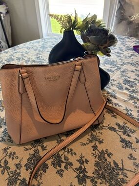 kate spade Blush Pink Pebbled Leather Shoulder Bag with Crossbody Strap